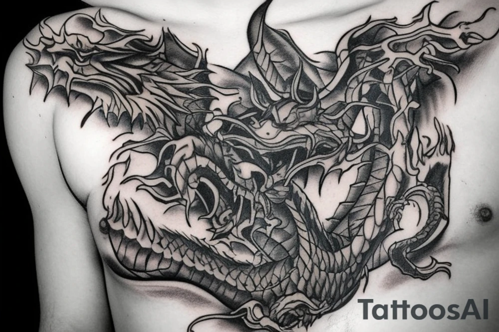 Dragon chest tattoo similar to conor mcregors tattoo idea