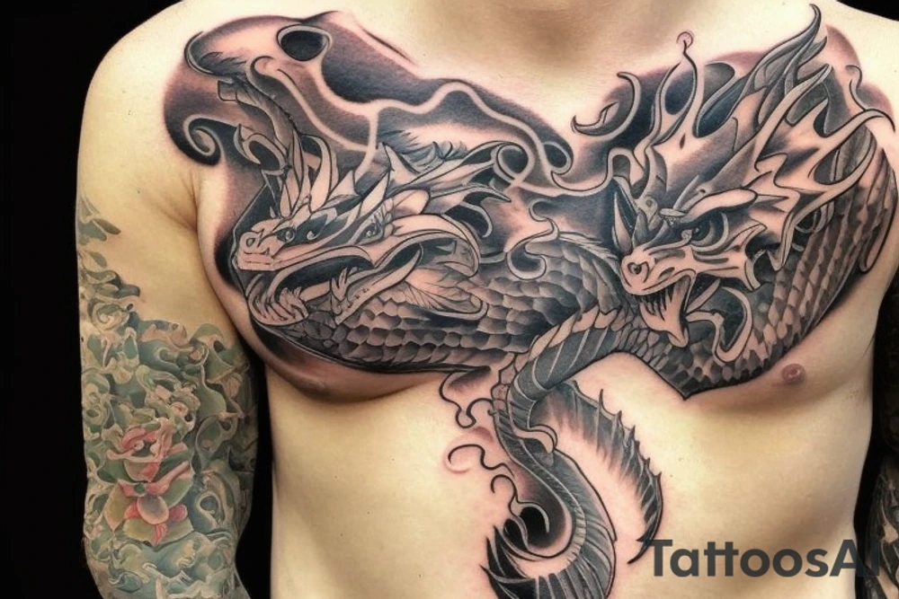 Dragon chest tattoo tattoo idea