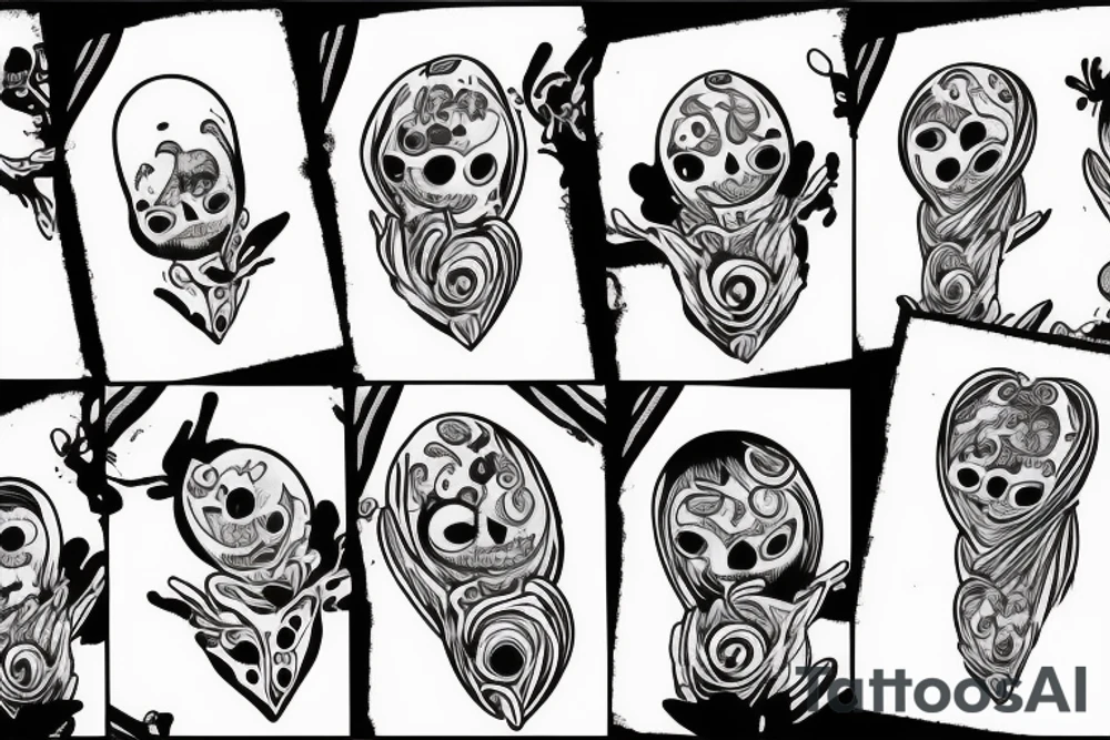 A ghost holding his heart in his hands tattoo idea