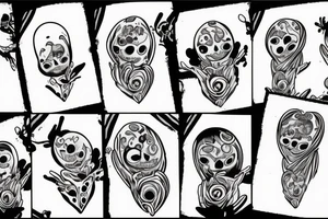 A ghost holding his heart in his hands tattoo idea