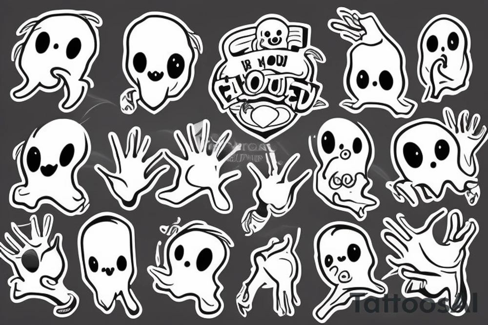 A ghost holding his heart in his hands tattoo idea