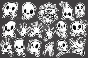 A ghost holding his heart in his hands tattoo idea