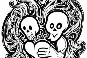 A ghost holding his heart in his hands tattoo idea