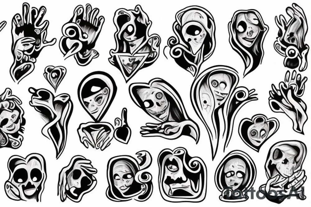 A ghost holding his heart in his hands tattoo idea