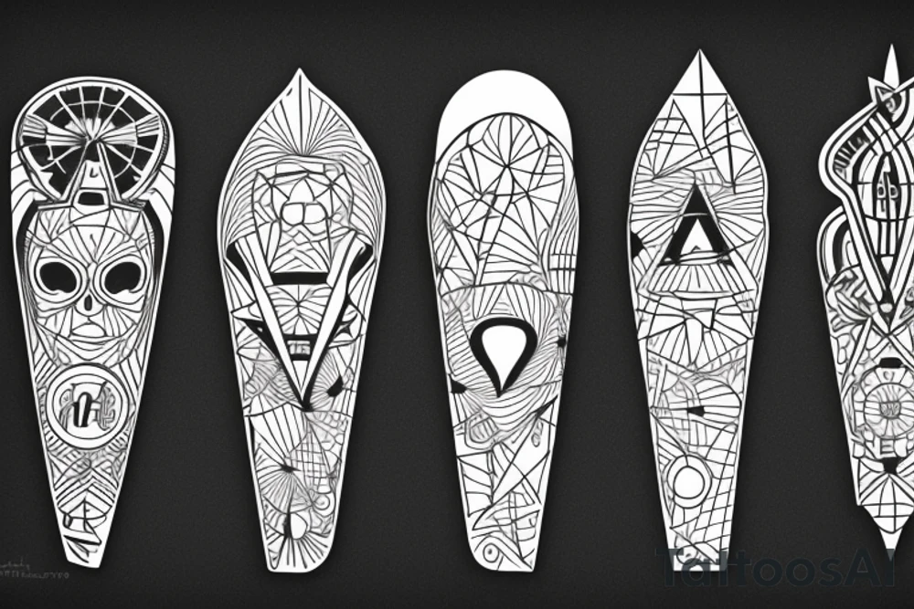 3 blades pointing same point tattoo idea