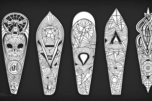 3 blades pointing same point tattoo idea
