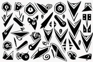 3 blades pointing same point tattoo idea