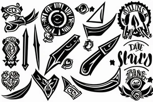 3 blades pointing same point tattoo idea
