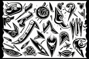 3 blades pointing same point tattoo idea