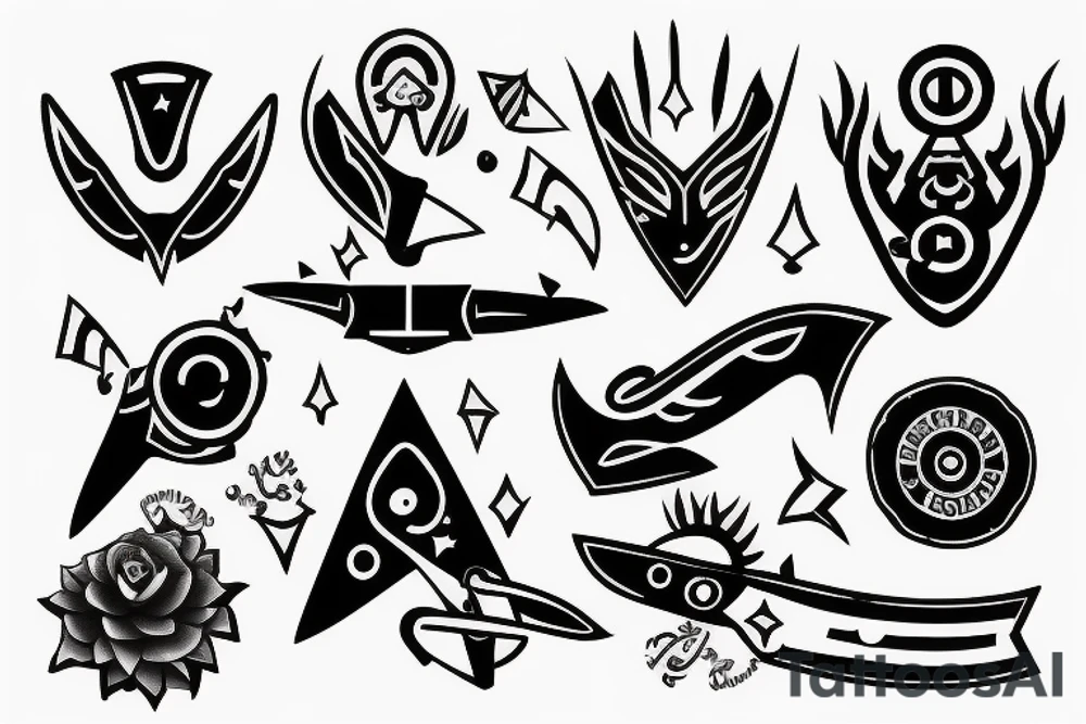 3 blades pointing same point tattoo idea