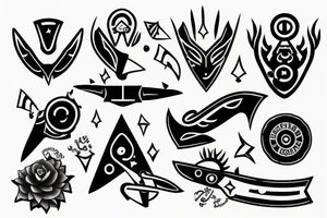 3 blades pointing same point tattoo idea