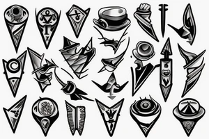 3 blades pointing the same point tattoo idea
