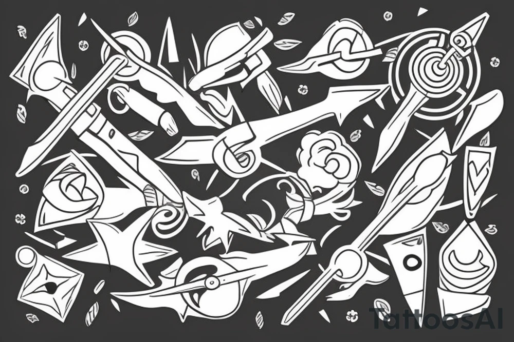 3 blades pointing the same point tattoo idea