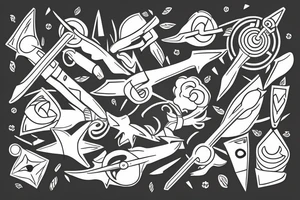 3 blades pointing the same point tattoo idea