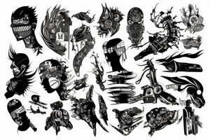 cyberpunk, illustrative, abstract tattoo idea