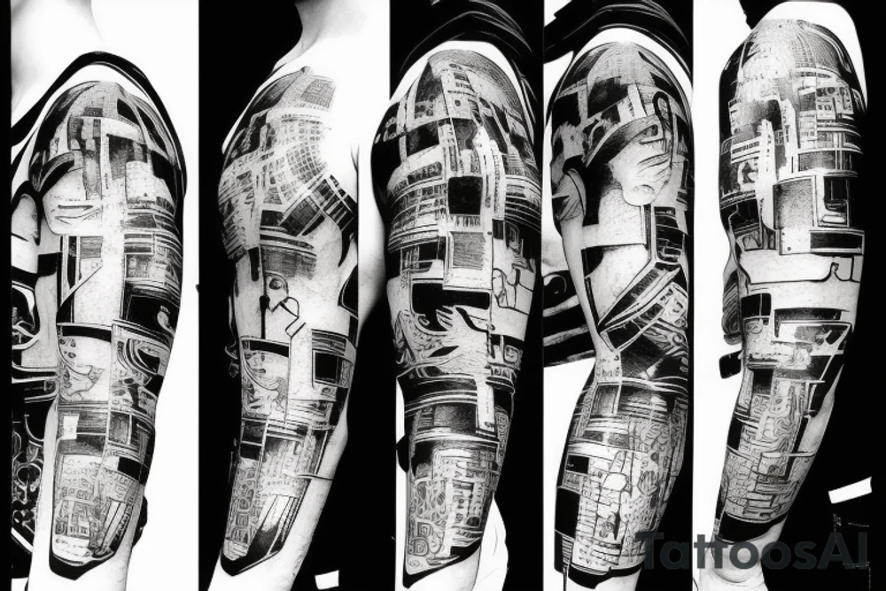 cyberpunk, illustrative, abstract tattoo idea