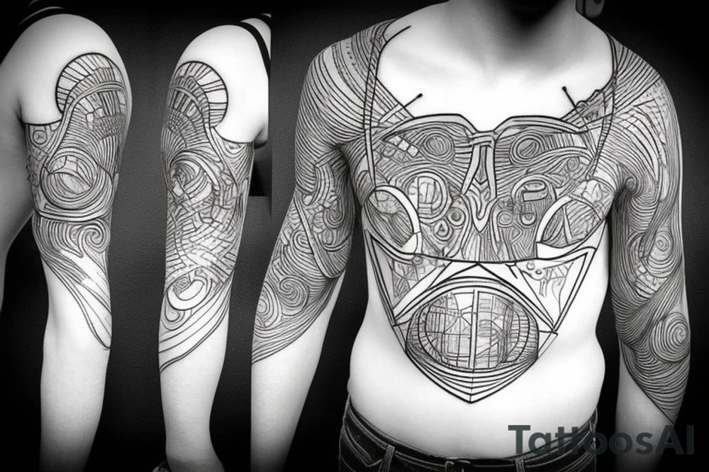 cyberpunk, illustrative, abstract tattoo idea