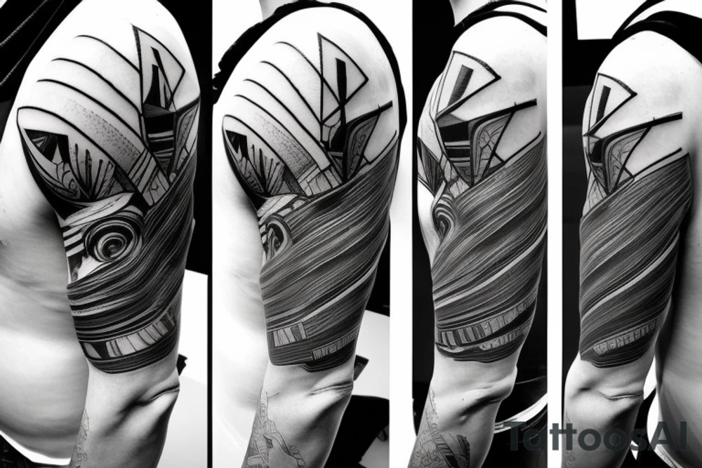 shoulder tatto, cyberpunk, illustrative, abstract tattoo idea