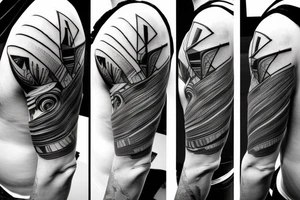 shoulder tatto, cyberpunk, illustrative, abstract tattoo idea