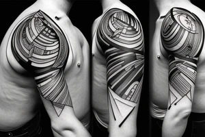 shoulder tatto, cyberpunk, illustrative, abstract tattoo idea