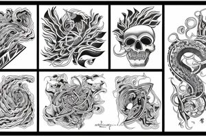 Japoński smok z fioletowymi kwiatami tattoo idea