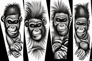 See no evil chimps modern take line art tattoo idea