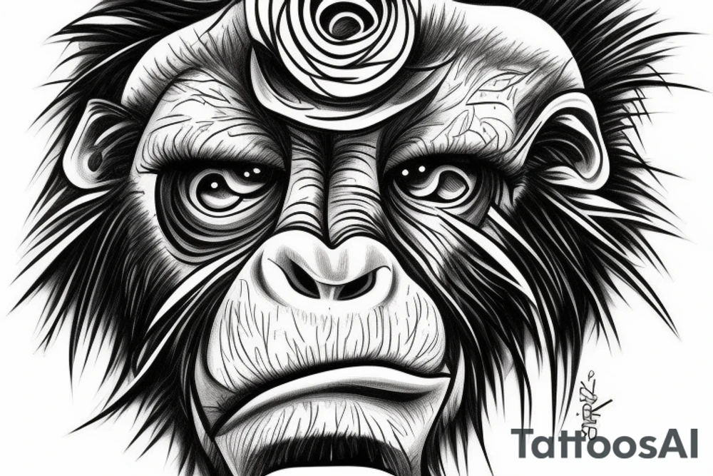 See no evil chimps modern take line art tattoo idea