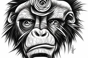 See no evil chimps modern take line art tattoo idea