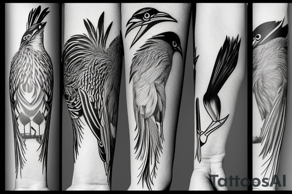 Fine line roadrunner running tattoo idea