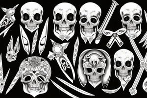 bunny skull swords tattoo idea