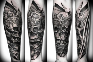 bunny skull swords tattoo idea