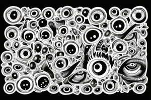 the eyeball poster from the movie donnie darko with the geometric pattern from the carpet in the movie the shining tattoo idea