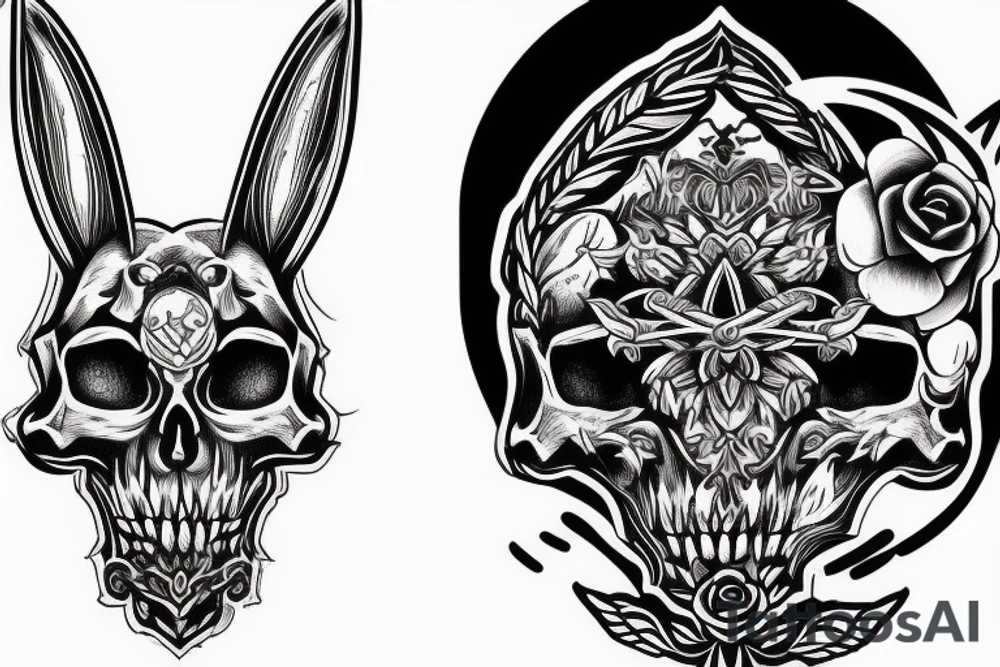 bunny skull swords tattoo idea