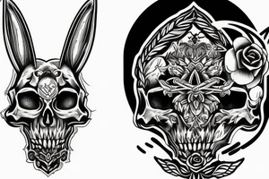 bunny skull swords tattoo idea