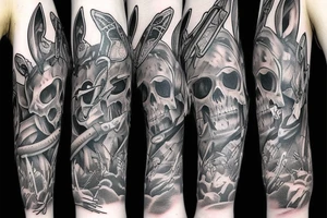 bunny skull swords tattoo idea