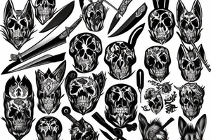 bunny skull swords daggers tattoo idea