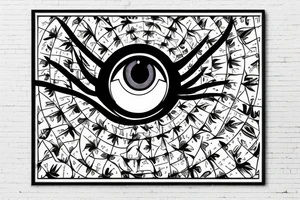 the eyeball poster from the movie donnie darko with the geometric pattern from the carpet in the movie the shining tattoo idea