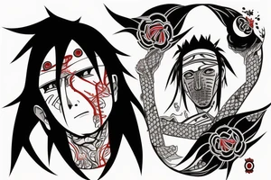 itachi uchiha con traje ambu y ojo de shizui tattoo idea