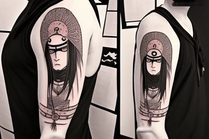 itachi uchiha con traje ambu y ojo de shizui tattoo idea