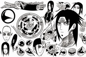 itachi uchiha con traje ambu y ojo de shizui tattoo idea