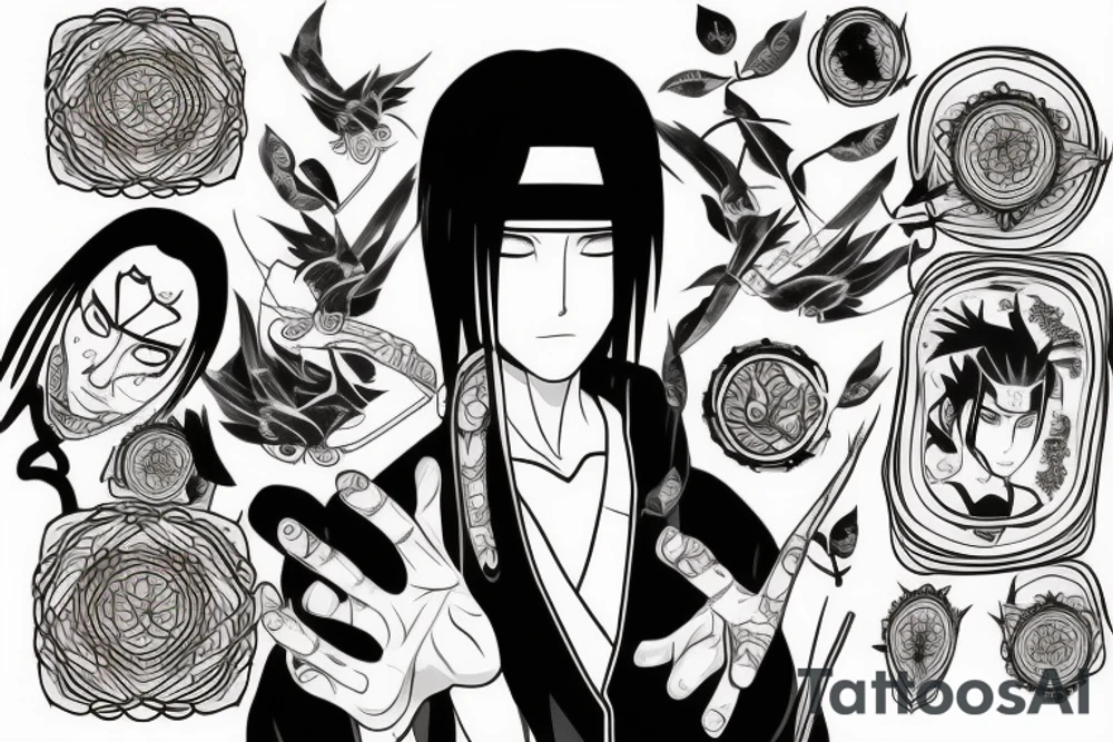 itachi uchiha con traje ambu y ojo de shizui tattoo idea