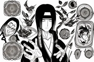 itachi uchiha con traje ambu y ojo de shizui tattoo idea