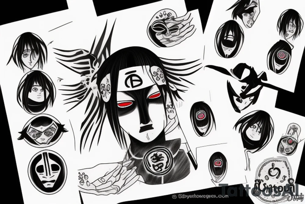 itachi uchiha con traje ambu y ojo de shizui tattoo idea