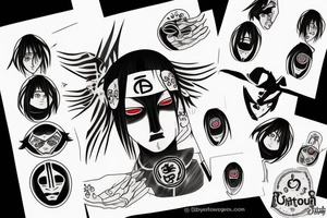 itachi uchiha con traje ambu y ojo de shizui tattoo idea