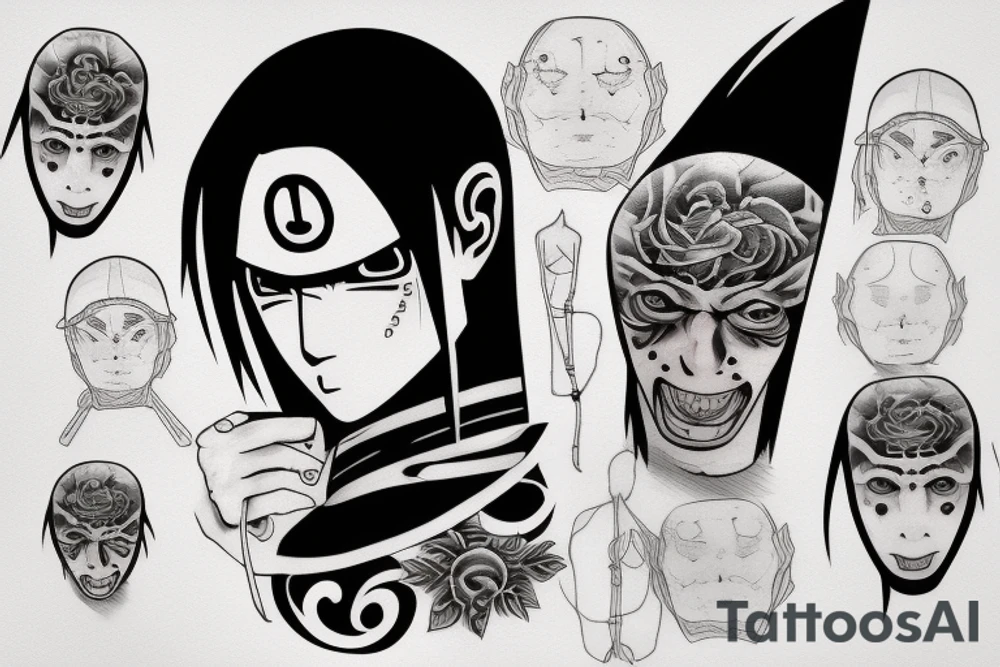 itachi uchiha con traje ambu tattoo idea