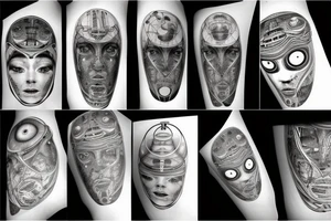 Futuristic robot artificial intelligence brain karma tattoo idea