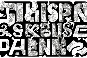 written 3 letters " T S K",background tattoo idea