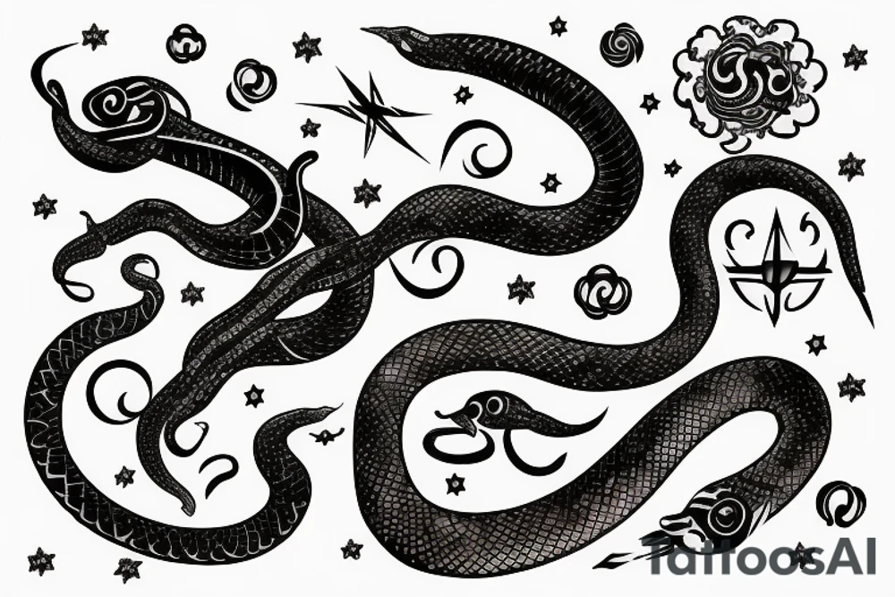 Astrology sparkle snake love confidence tattoo idea