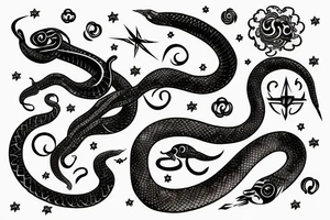 Astrology sparkle snake love confidence tattoo idea