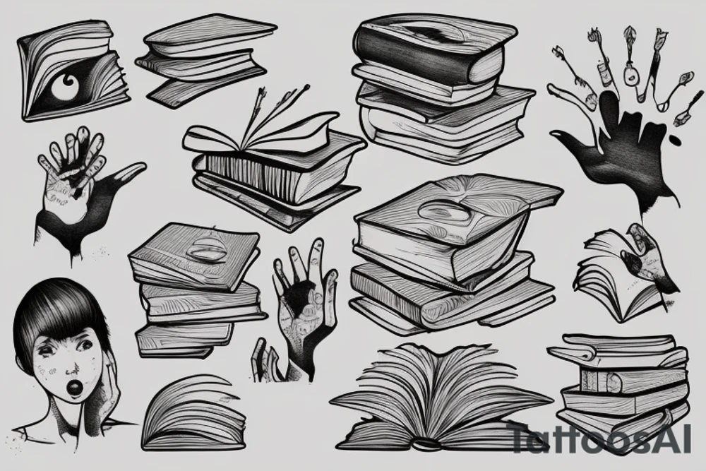 Hand holding a book tattoo idea